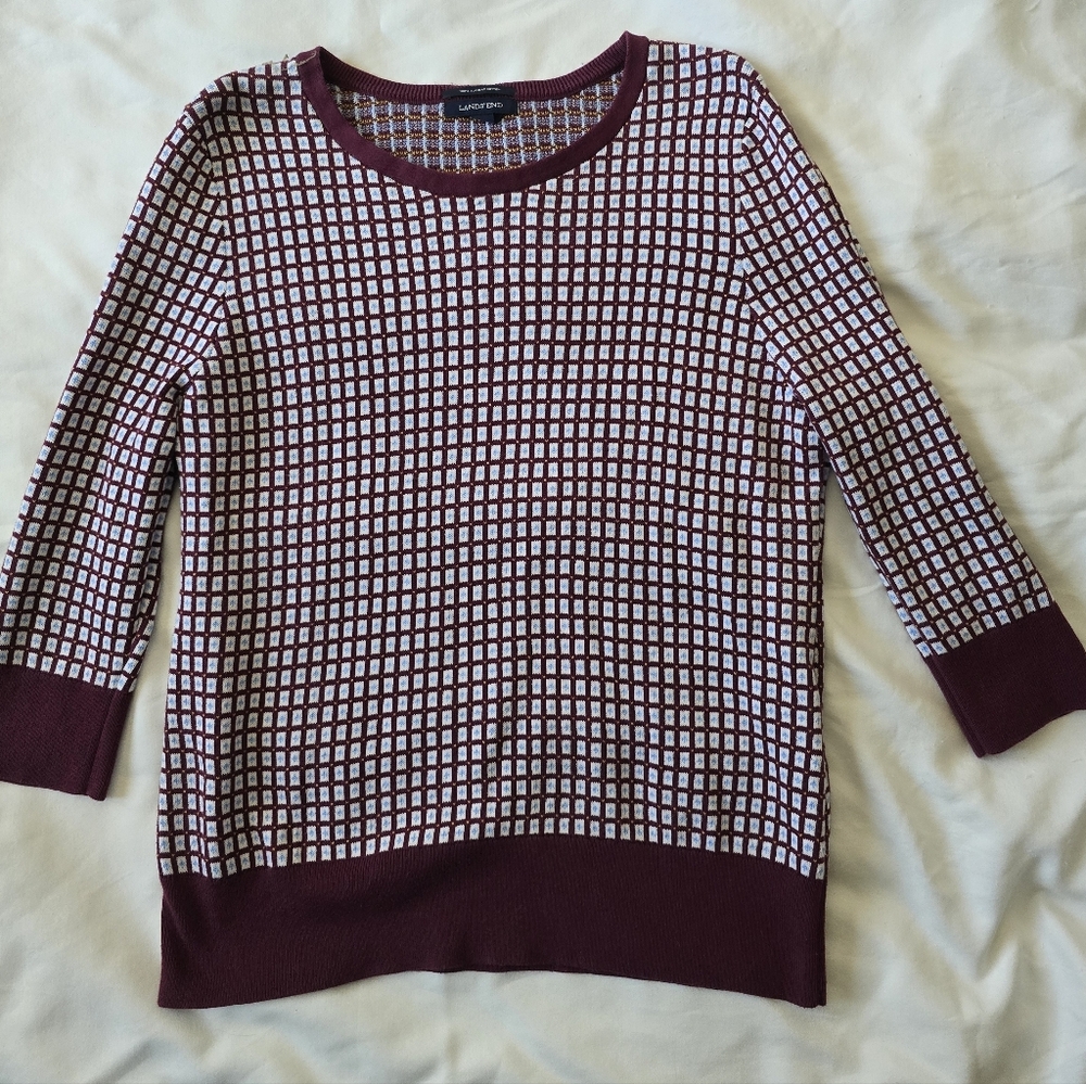 Land's End Women's Crewneck Cotton Sweater Nordic sz Large Scandi-Style